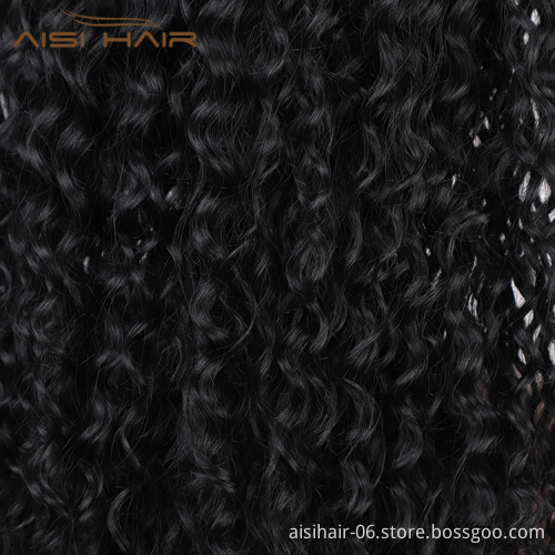 Wholesale Afro Kinky Deep Wave Natural Black Wig Curly Wave Long Lace Front Wig  Wigs For Black Women